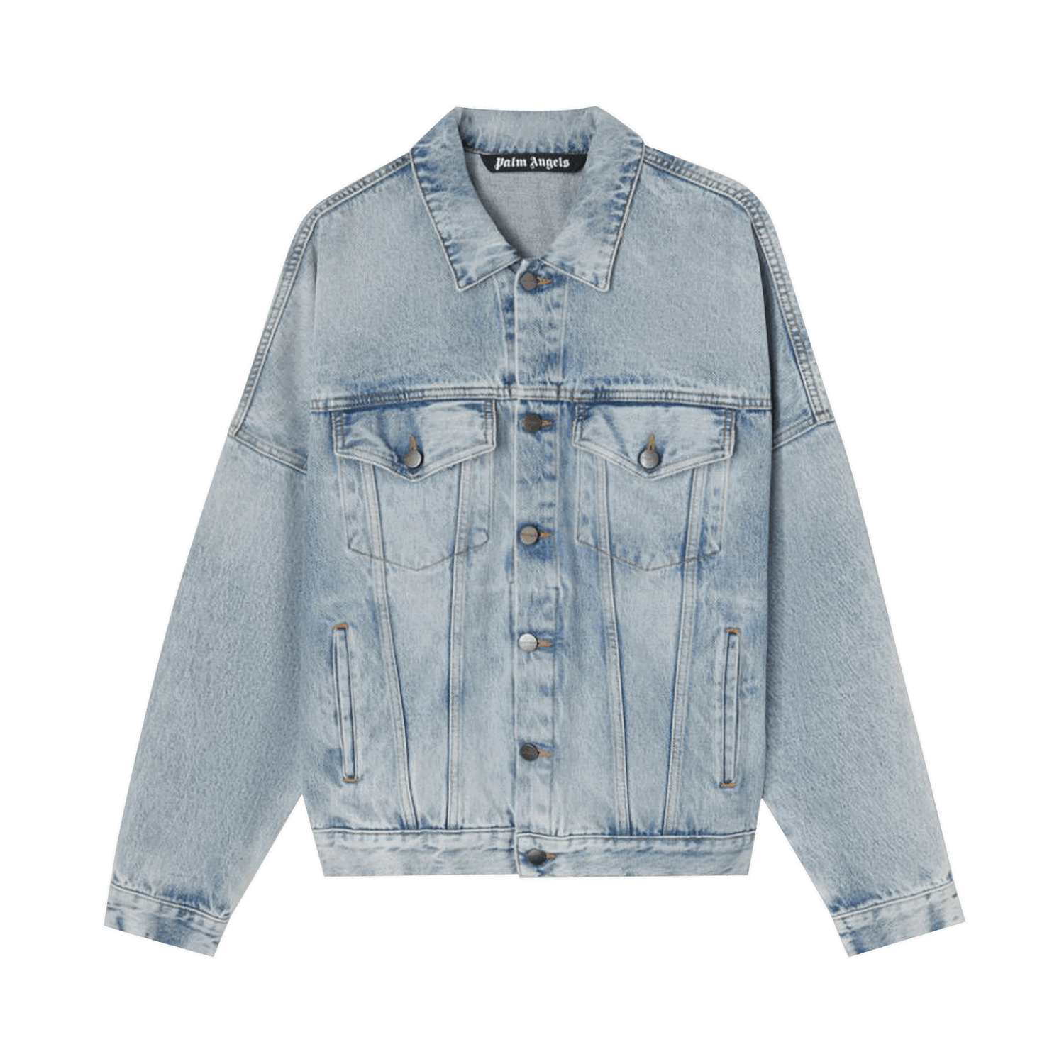 Яке Palm Angels Logo Over Denim Jacket Синьо | PMYE006C99DEN0014001, 0