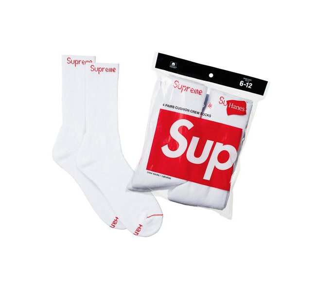 Чорапи Supreme Hanes Crew Socks Бяло | SS18PRE-SS18, 0