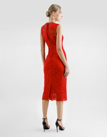 Pокля Dolce & Gabbana Dolce & Gabbana Floral Cordonetto Lace Sheath Dress Червено | F6TJTTHLMIIR0026, 2