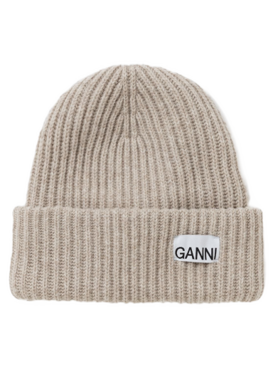 Шапка GANNI Structured Rib Beanie Бежово | 5714667416054