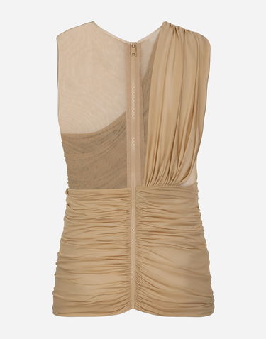 Потник Dolce & Gabbana Stretch Tulle T-shirt With Draping Бежово | G8RW3TG7M7SS9000, 1