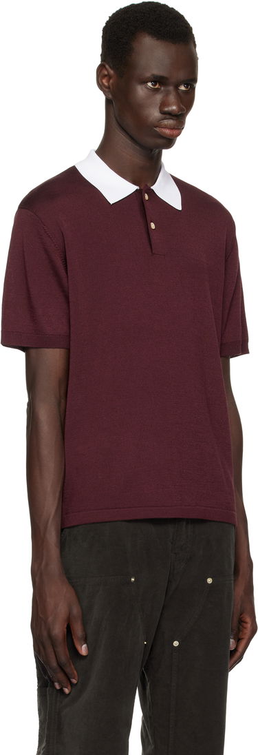 Поло тениска Wales Bonner Wales Bonner Sun Polo Бургунди | US25KN20-KN01-350 RAYON / MERINO, 1
