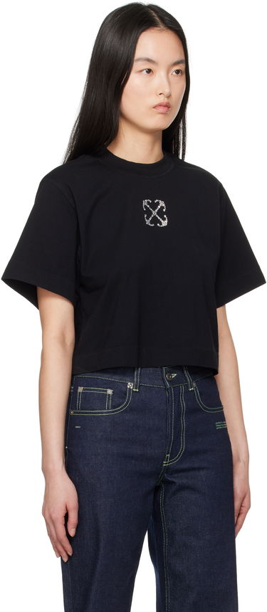 Съкратен топ Off-White Off-White Jewel Mini Arrow Crop T-Shirt Черно | OWAA090S25JER0021072, 1