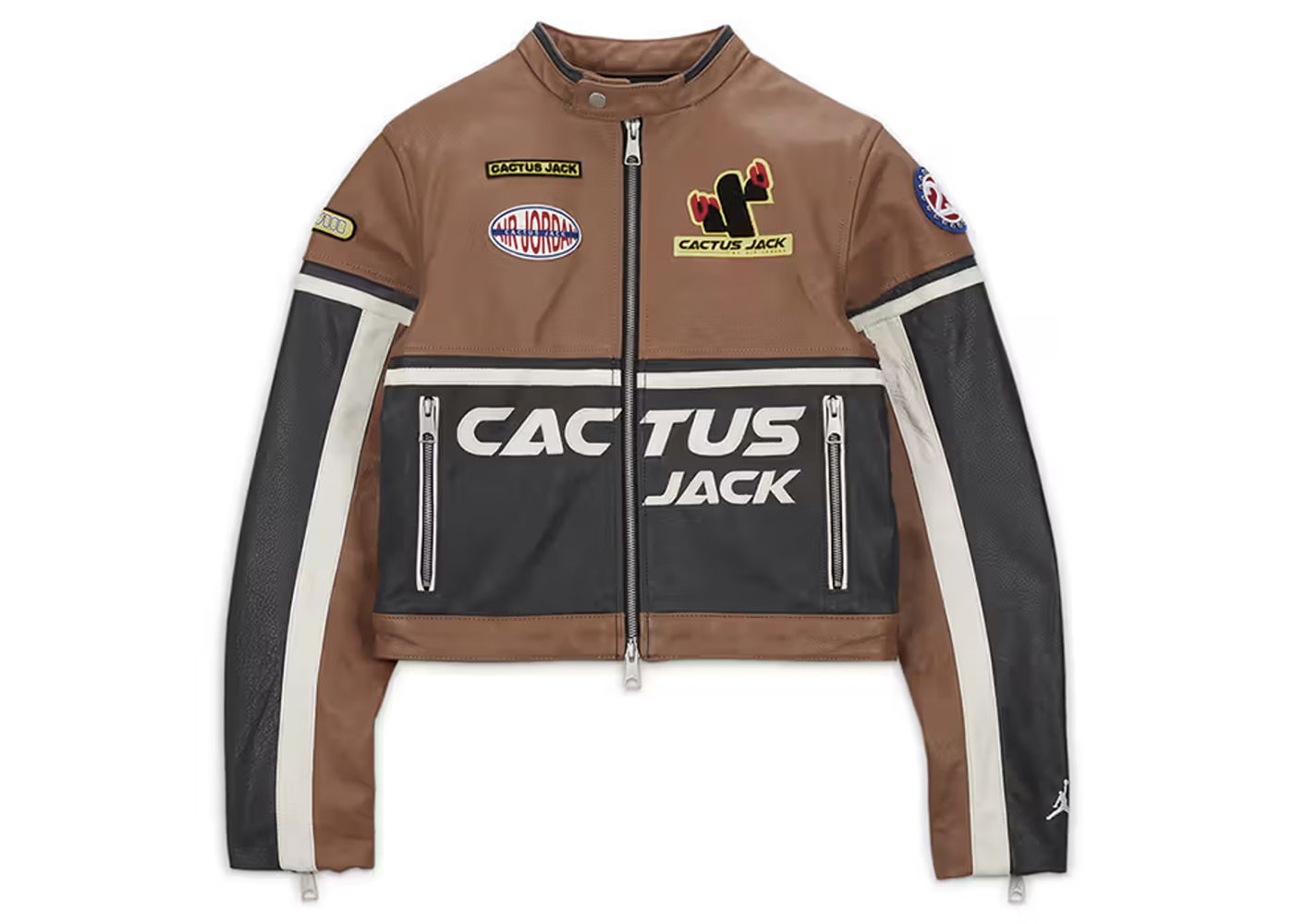 Яке Jordan Jordan x Travis Scott Cactus Jack Women's Leather Jacket Archaeo Brown (Asia Sizing) Кафяво | DX6169-256, 0