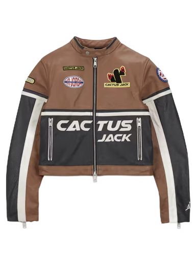 Яке Jordan Jordan x Travis Scott Cactus Jack Women's Leather Jacket Archaeo Brown (Asia Sizing) Кафяво | DX6169-256