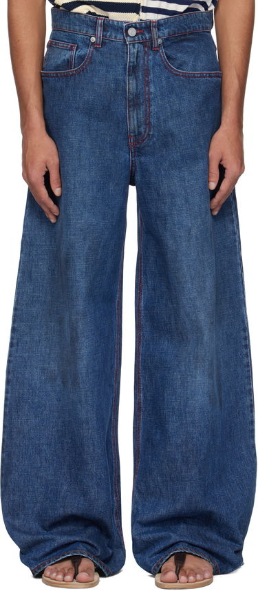 Дънки ERL ERL Baggy Indiana Distressed Jeans Синьо | ERL10P013, 0