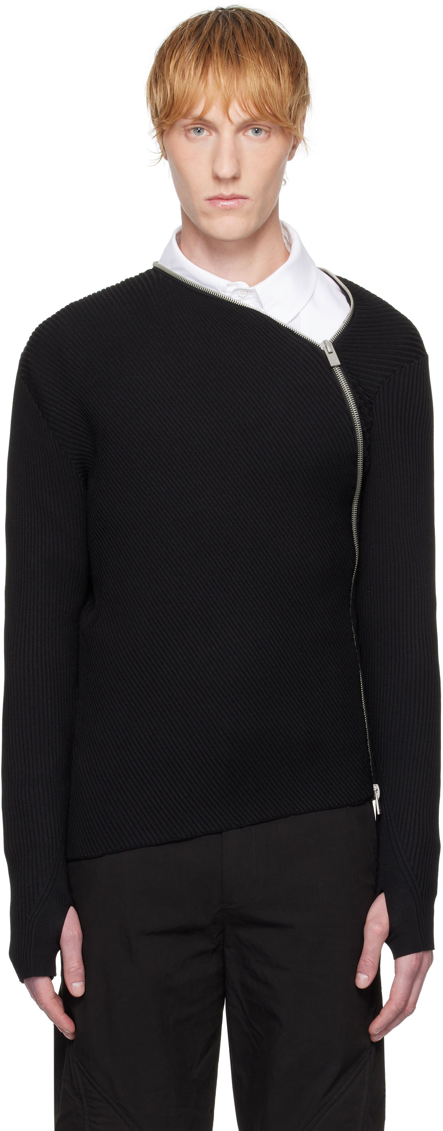 Пуловер HELIOT EMIL HELIOT EMIL Tied Zip Knit Sweater Черно | SS25_M_07_045_BLK01_CO, 0