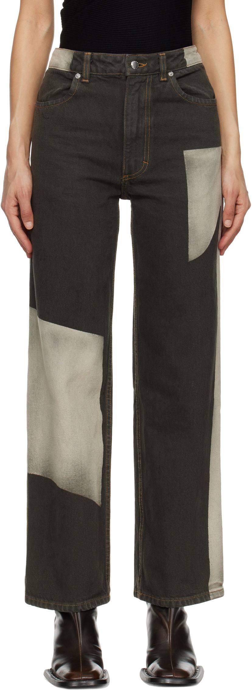 Дънки Eckhaus Latta Eckhaus Latta Wide Leg Jeans Зелено | 334-EL-PS25-T -