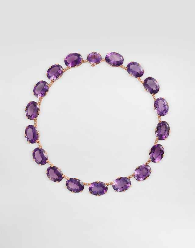 Anna Necklace In 18-carat Red Gold With Amethysts And Diamonds