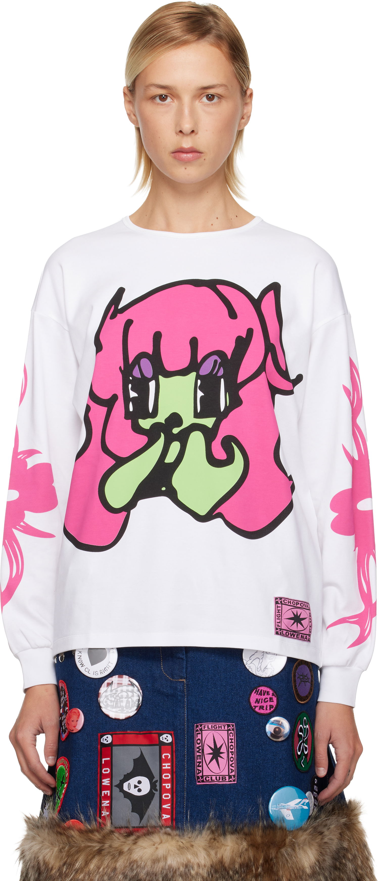 Тениска Chopova Lowena Chopova Lowena Bashful Oversized Graphic Jersey T-shirt Бяло | 2403, 0