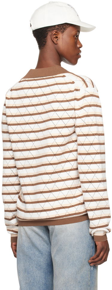 Поло тениска We11done Striped Long Sleeve Polo Бежово | WD-KT0-24-639-U-BR, 2