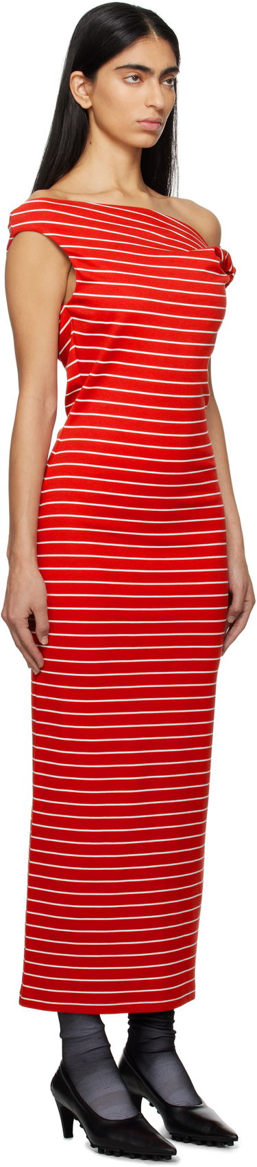 Pокля MSGM MSGM Striped Midi Dress Червено | 3841MDA30 257115, 1