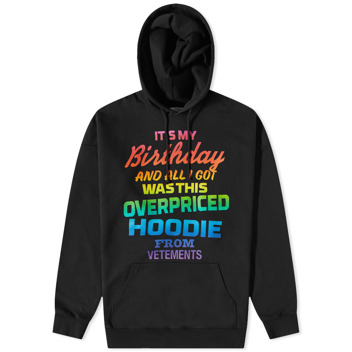 Суитчър VETEMENTS Overpriced Birthday Hoodie Black/Rainbow Черно | UE54HD280B, 0