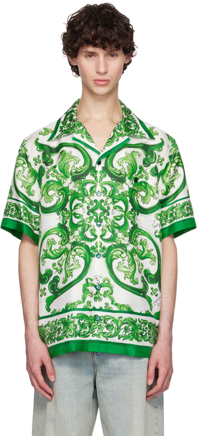 Риза Dolce & Gabbana Print Shirt Зелено | G5JH9THI1S6