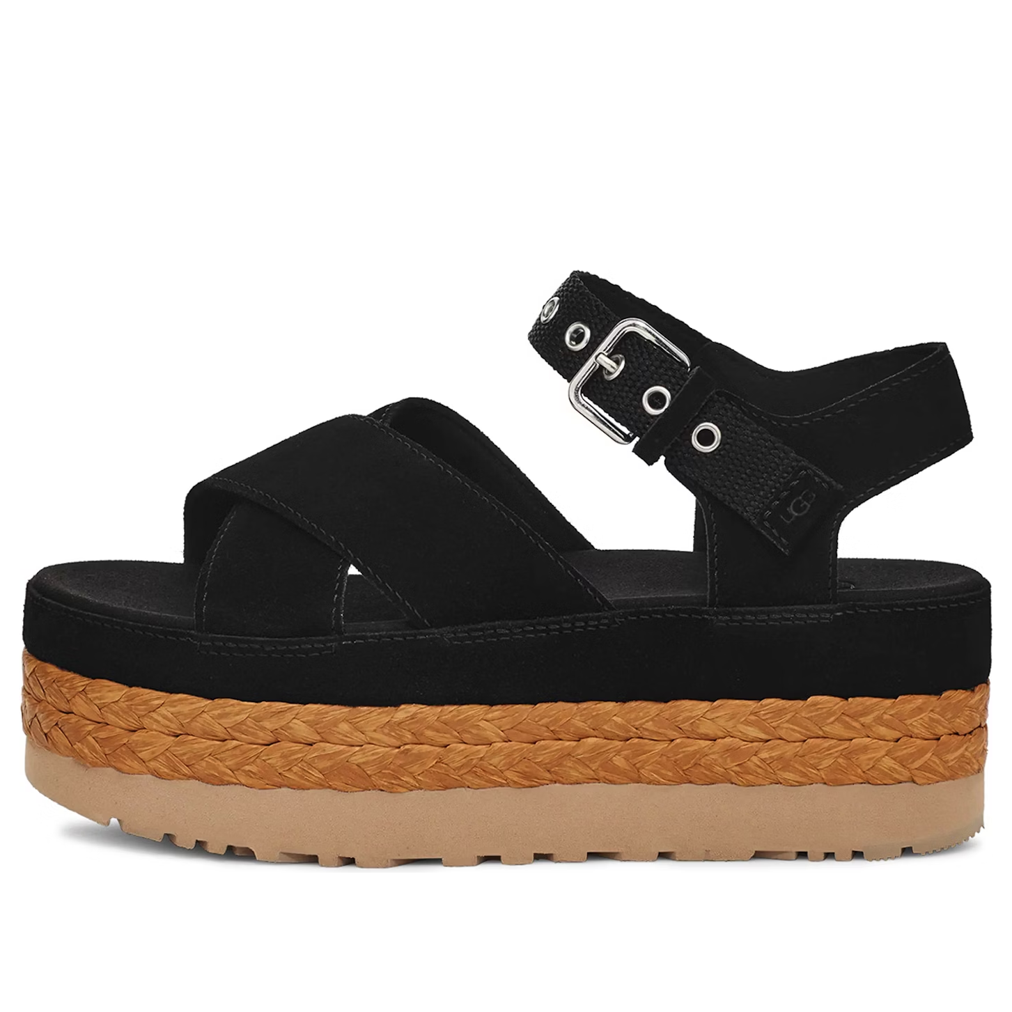 Кецове и обувки UGG Aubrey Ankle Strap Suede Platform Sandals Черно | 1152711-BLK, 0