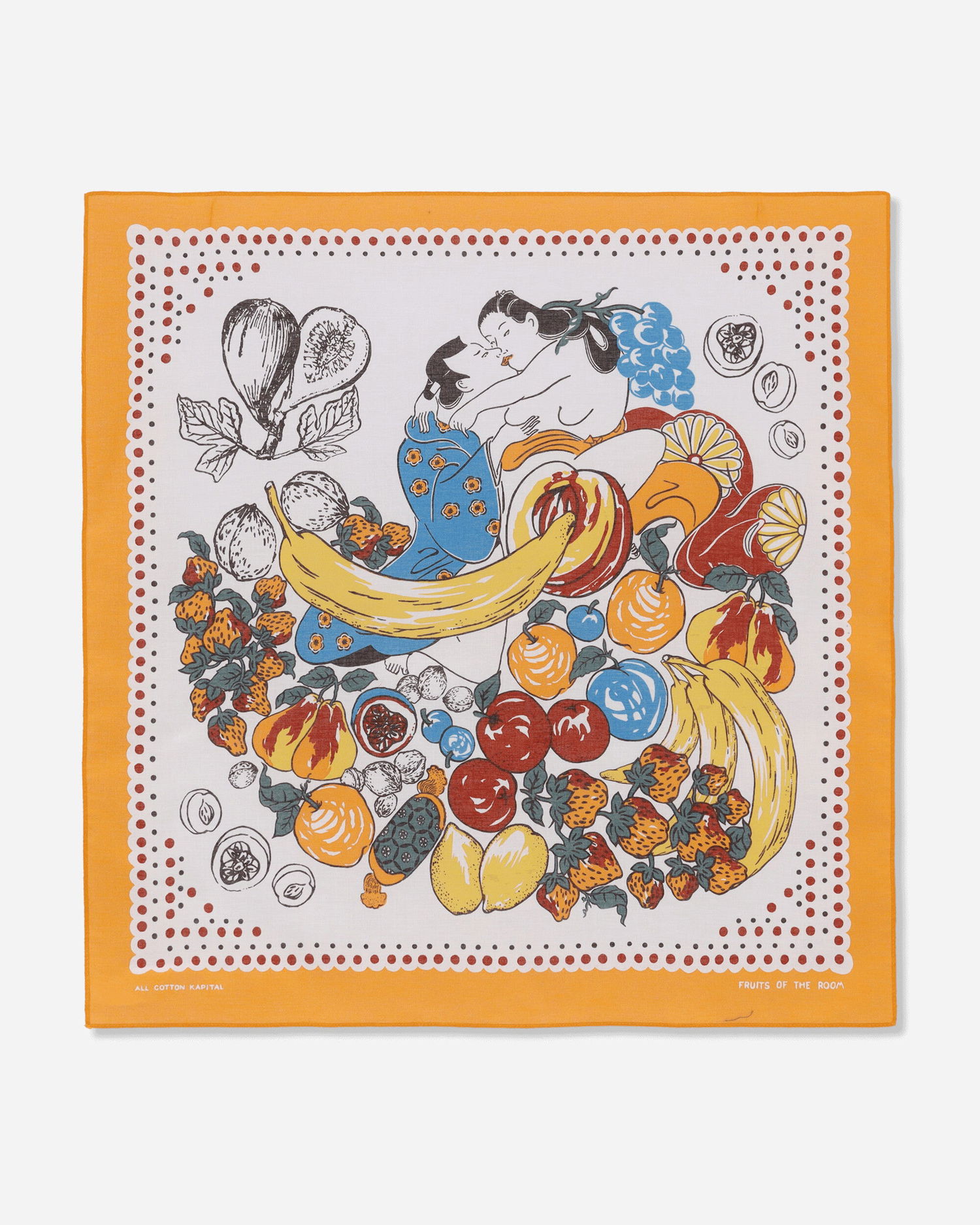 Шал KAPITAL Bandana with Fruit and Figures Print Жълто | EK-625BAA ORANGE, 0