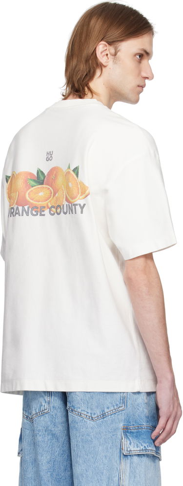 Тениска BOSS Hugo Orange Prints Cotton Jersey T-Shirt Бяло | 50537576, 2