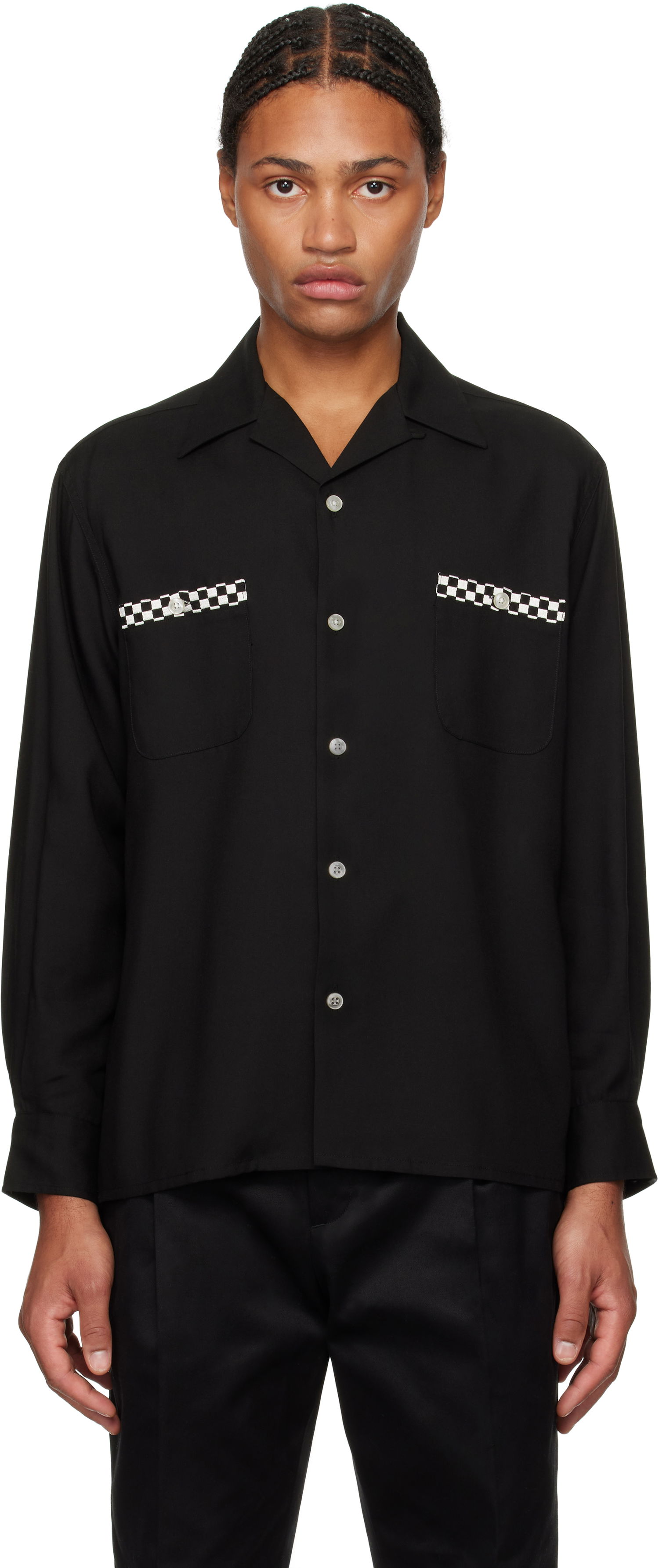 Риза WACKO MARIA Open Collar Shirt Черно | 24FW-WMS-OC07, 0