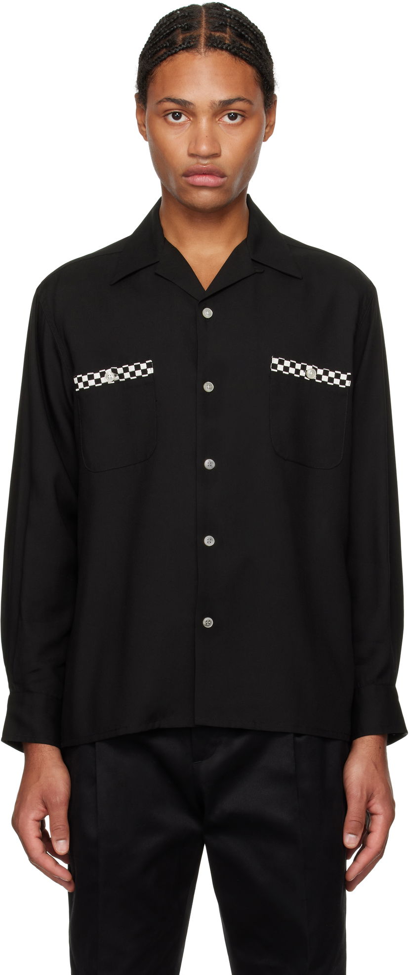 Риза WACKO MARIA Open Collar Shirt Черно | 24FW-WMS-OC07