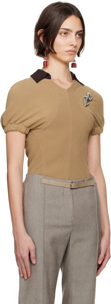 Пуловер Tory Burch Tory Burch Short Sleeve Knit Polo Бежово | 173370-965, 1