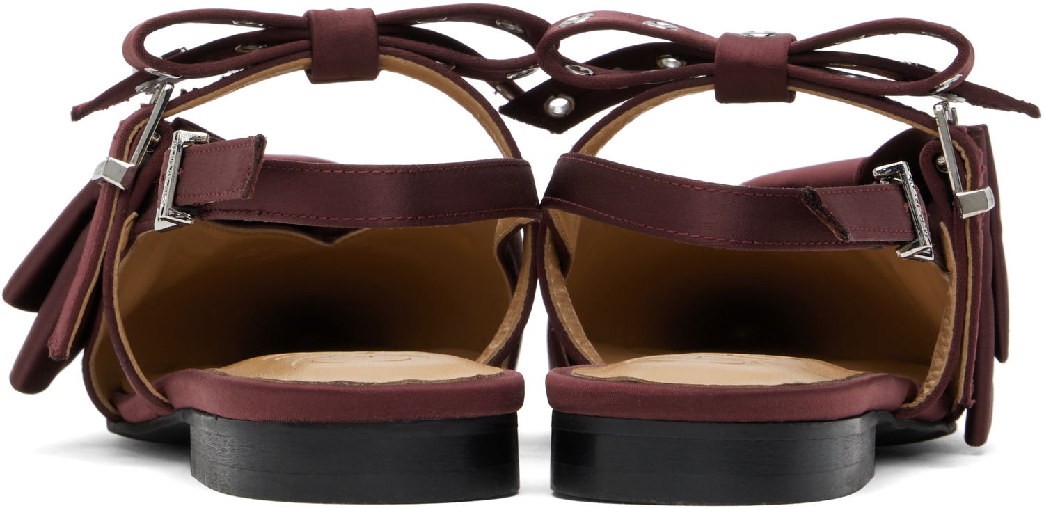 Аксесоари GANNI GANNI Big Bow Slingback Flats Бургунди | S2860, 1