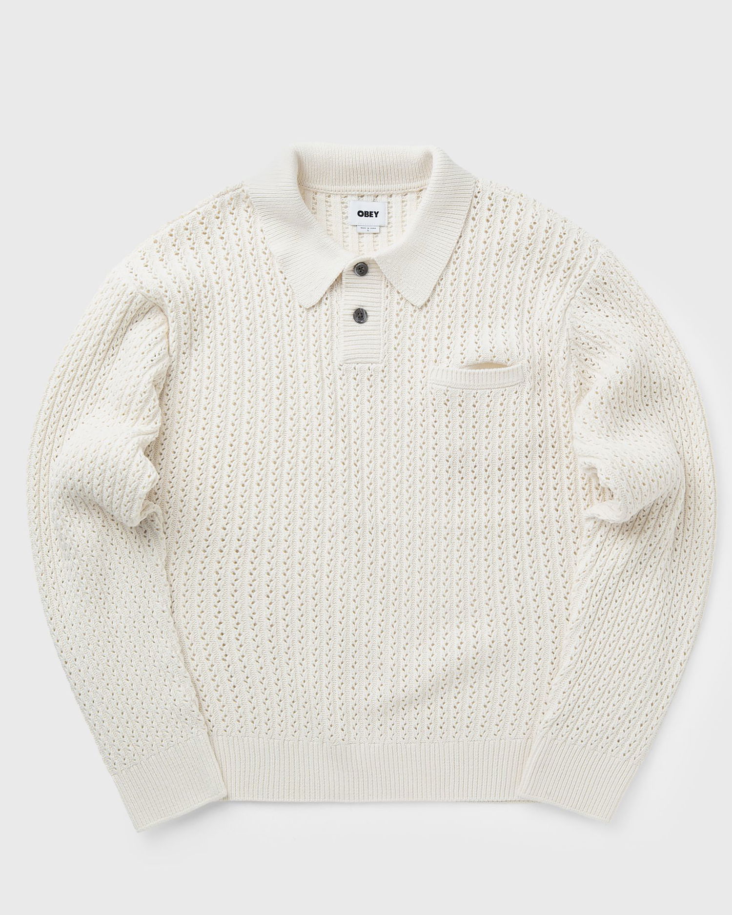 Пуловер OBEY Obey Duane Polo Knit Sweater Бяло | 151000112-NAT, 0