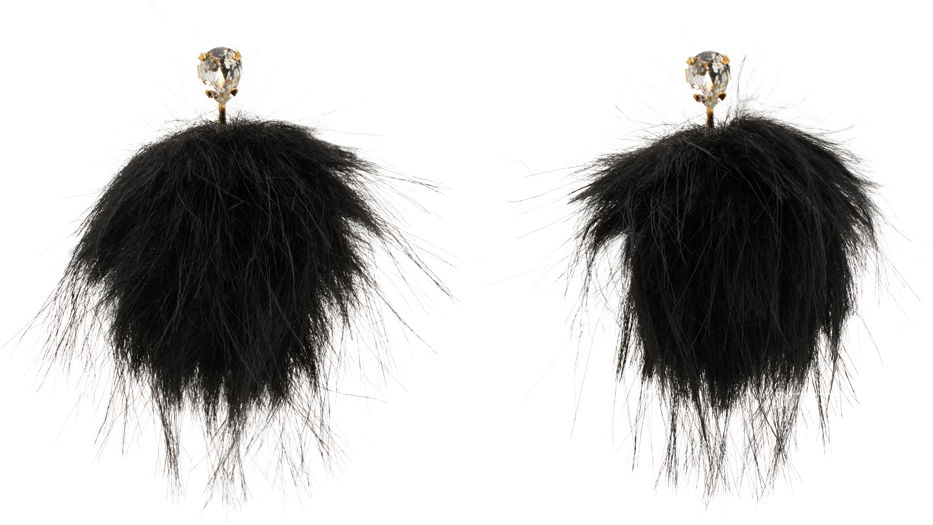 Обеци Simone Rocha Simone Rocha Crystal Stud Pompom Earrings Черно | ERG505 1090, 0