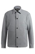 Relaxed Fit Pinstripe Overshirt with Script Logo