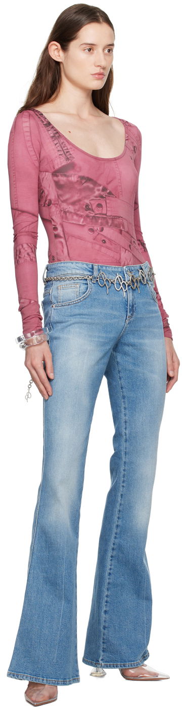 Дънки Blumarine Blumarine Five-Pocket Flare Jeans Синьо | P422J127A, 3