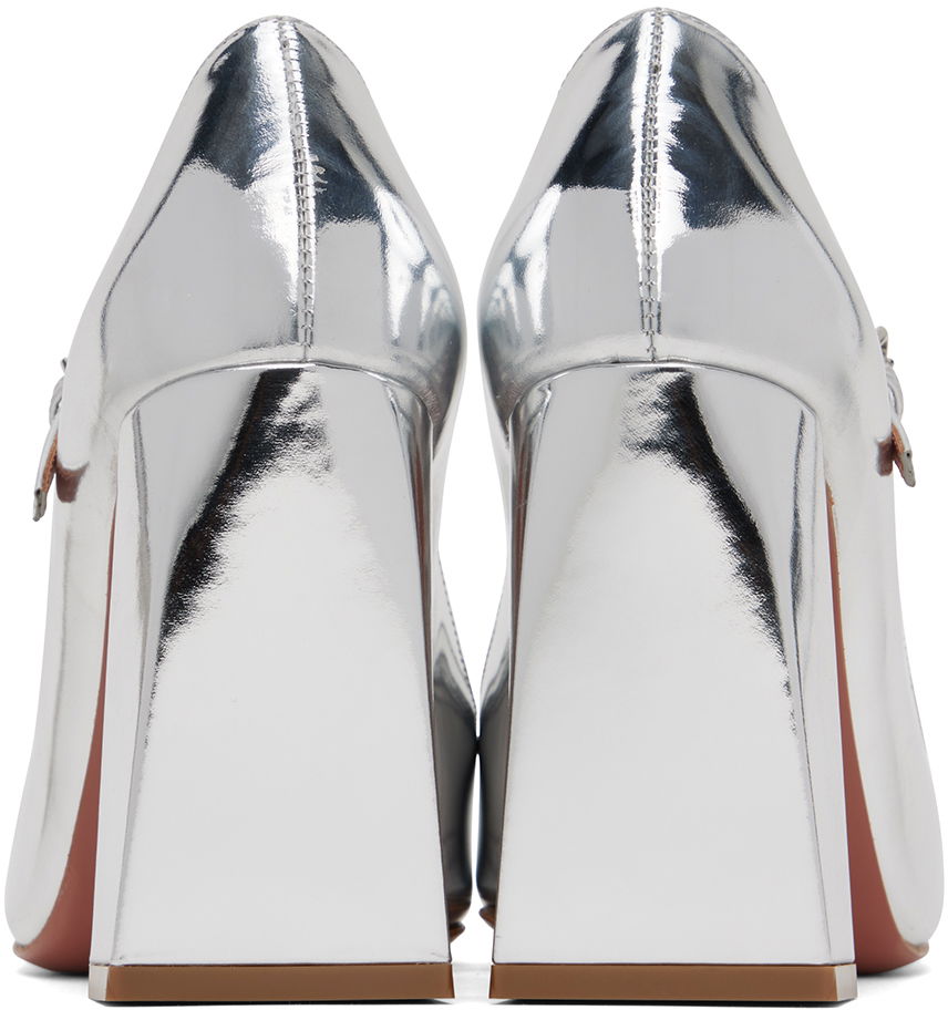 Кецове и обувки Amina Muaddi Metallic Leather Mary Jane Heels Металик | CHARLOTTE MARY JANE BLOCK MIRROR, 1