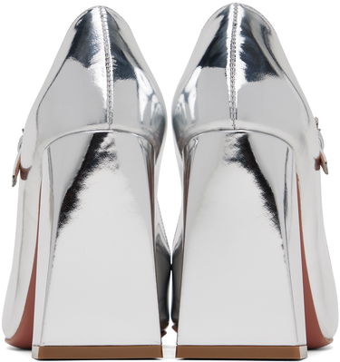 Кецове и обувки Amina Muaddi Metallic Leather Mary Jane Heels Металик | CHARLOTTE MARY JANE BLOCK MIRROR, 1