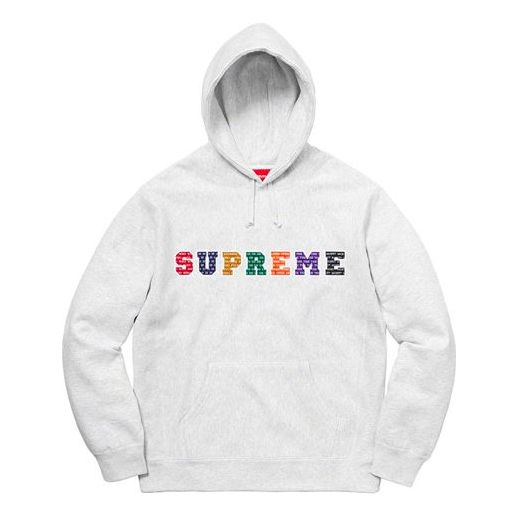 Суитчър Supreme Hooded Sweatshirt With Multicolor Logo Print Сиво | SUP-FW19-012, 0