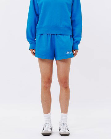 Къси панталони Sporty & Rich Cursive Logo Embroidered Disco Short Синьо | SH853RB, 1