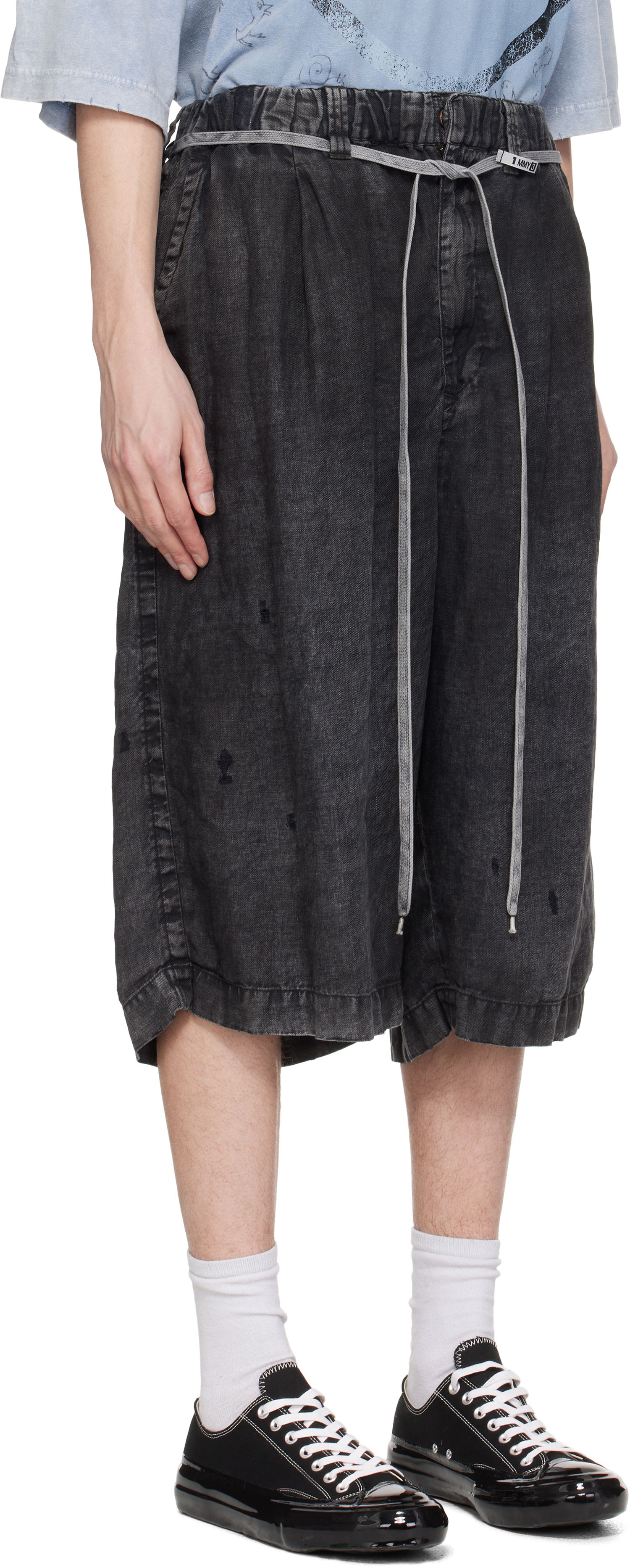 Къси панталони Maison MIHARA YASUHIRO MMY Aged Linen Wide Shorts Черно | A14PT034, 1