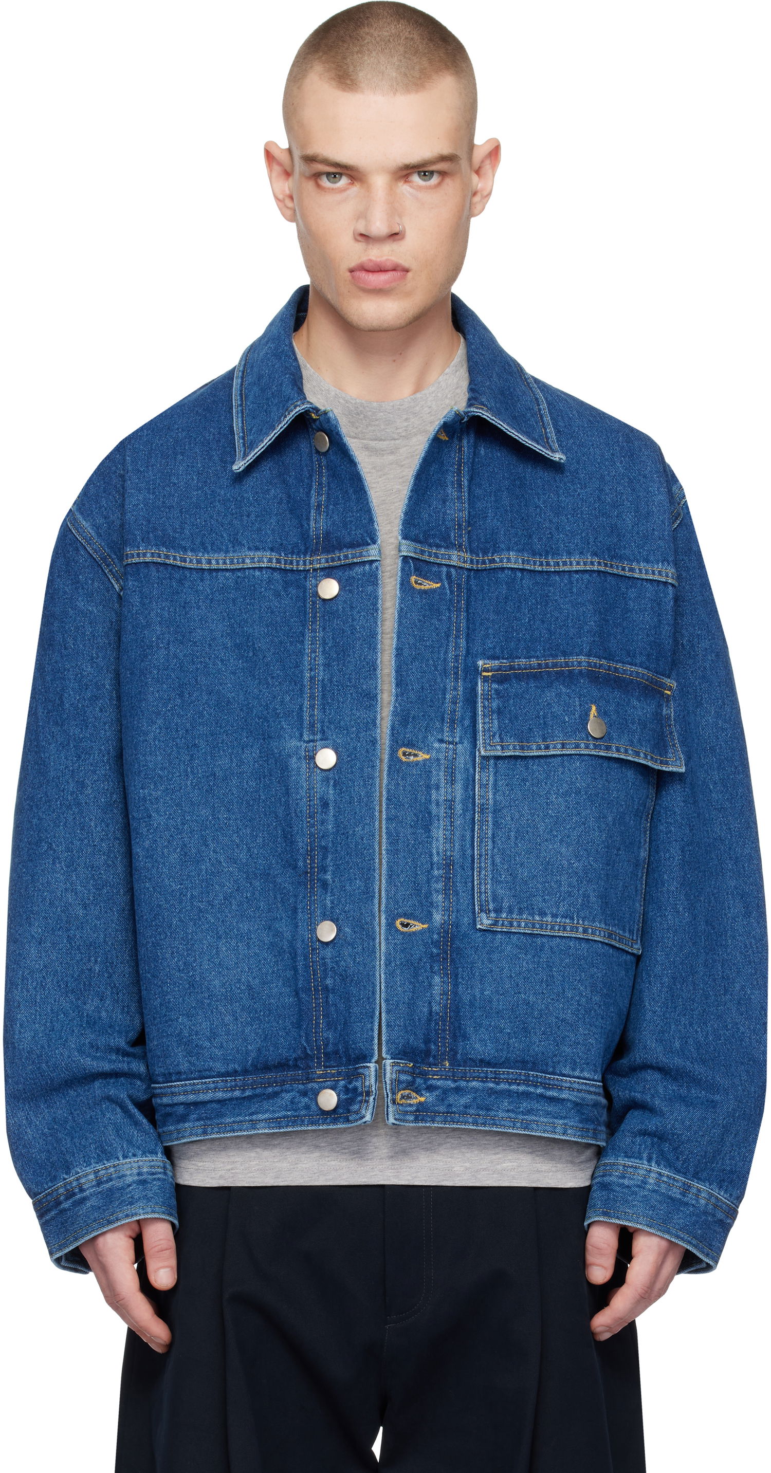 Яке Studio Nicholson Studio Nicholson Petar Denim Jacket Синьо | PETAR SNM-1079, 0