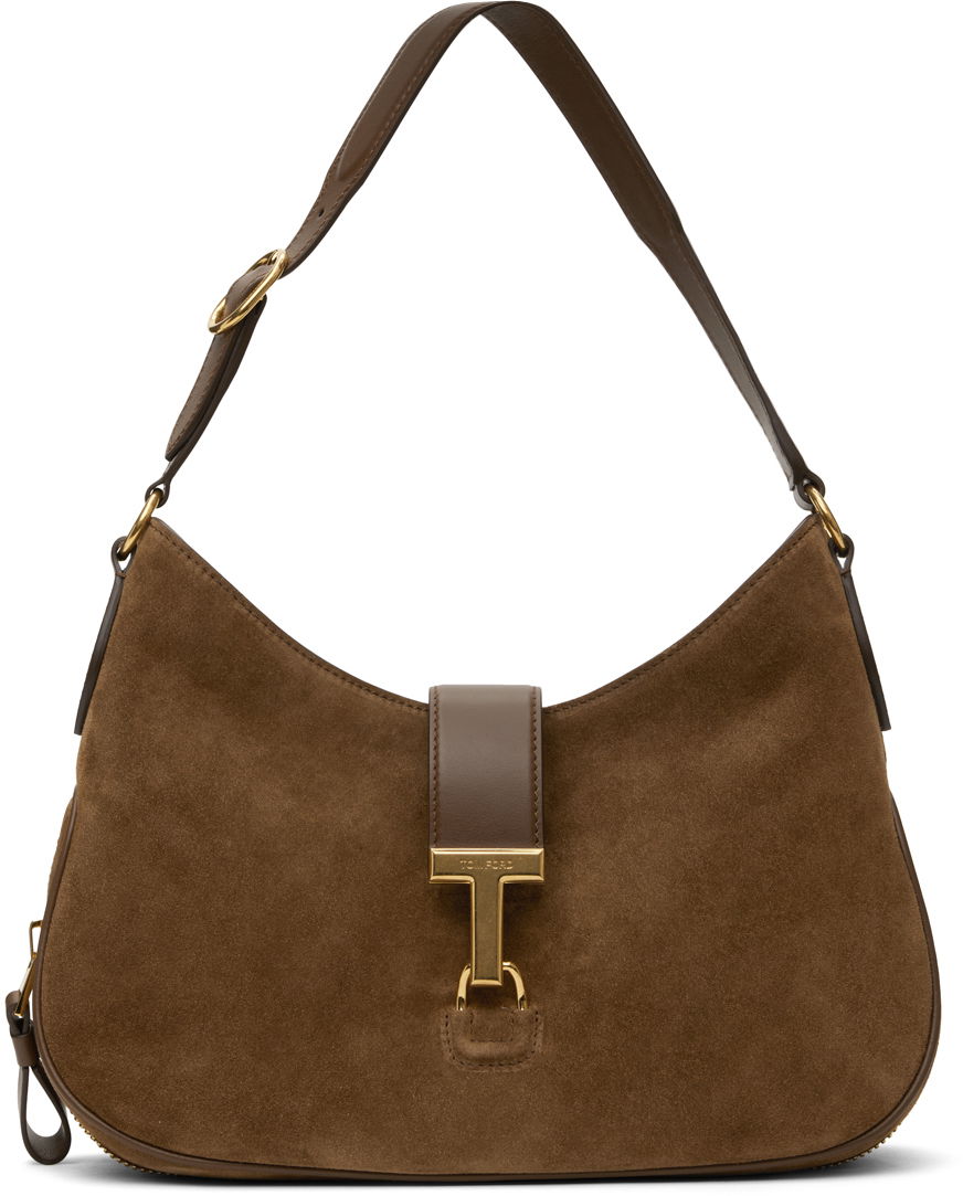 Чанта през рамо Tom Ford Tom Ford Suede & Leather Monarch Medium Shoulder Bag Кафяво | L1760-LCL068X, 0