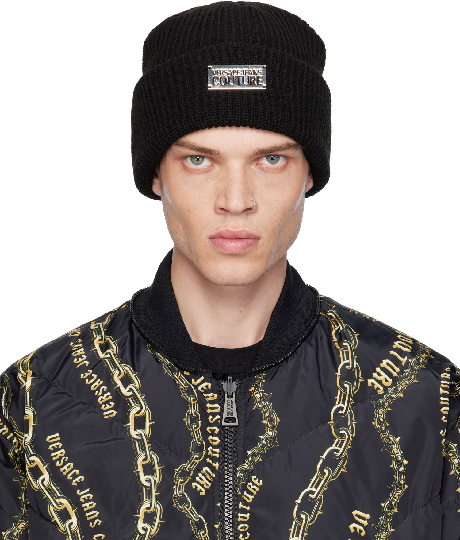Шапка Versace Knit Logo Beanie Черно | E77GAZK50_EZG291, 0