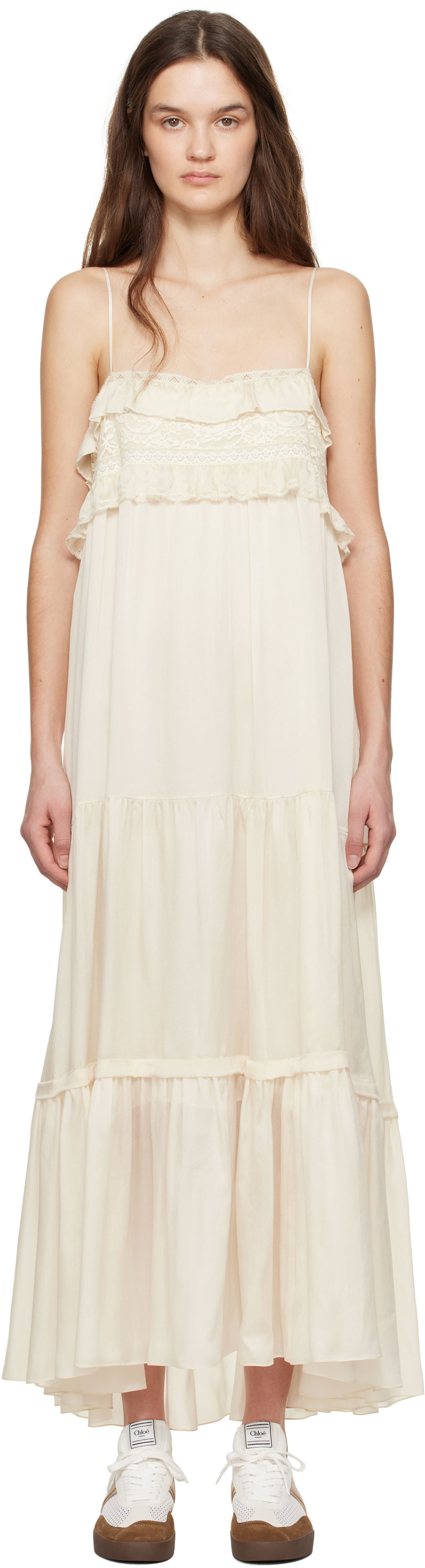 Pокля CHLOÉ Chloé Sleeveless Lace Maxi Dress Бежово | CH25SRO41329, 0
