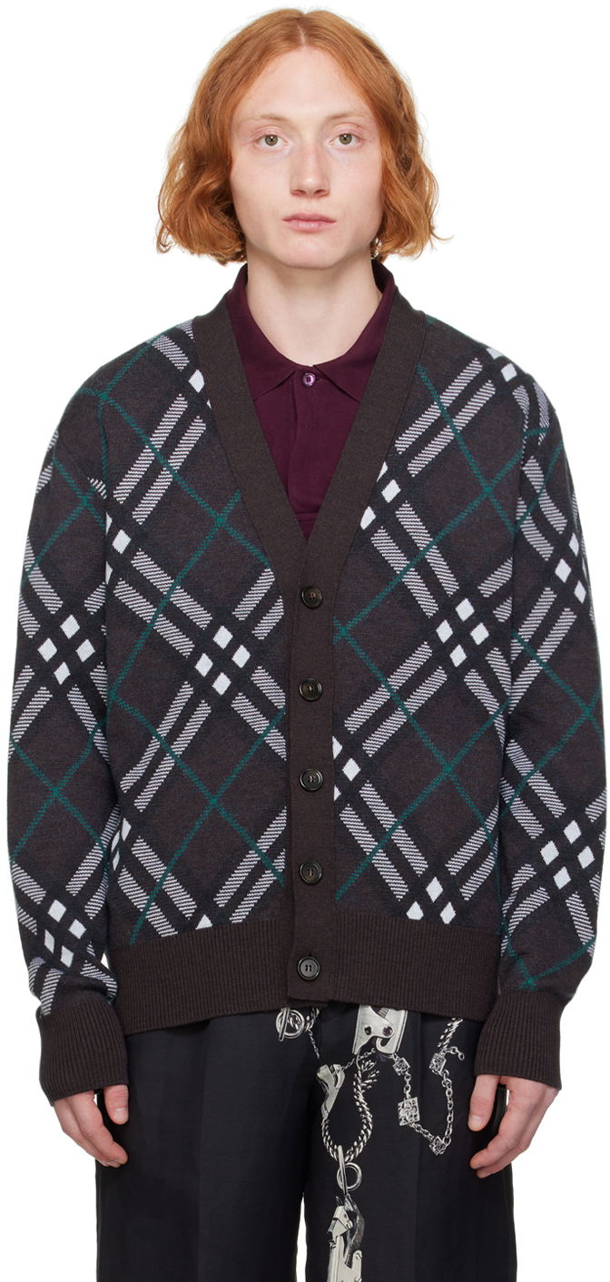 Пуловер Burberry Brown Check Cardigan Черно | 8093496, 0