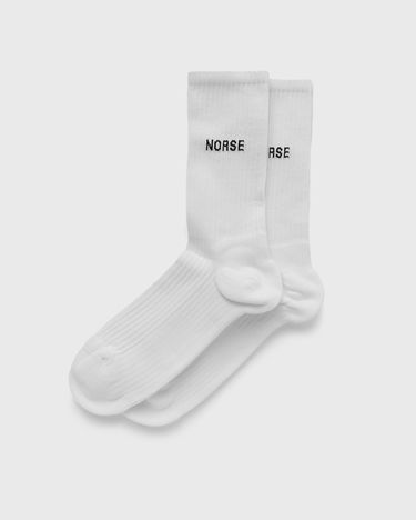 Чорапи NORSE PROJECTS Logo Ribbed Socks Бяло | N82-0060-0001, 1