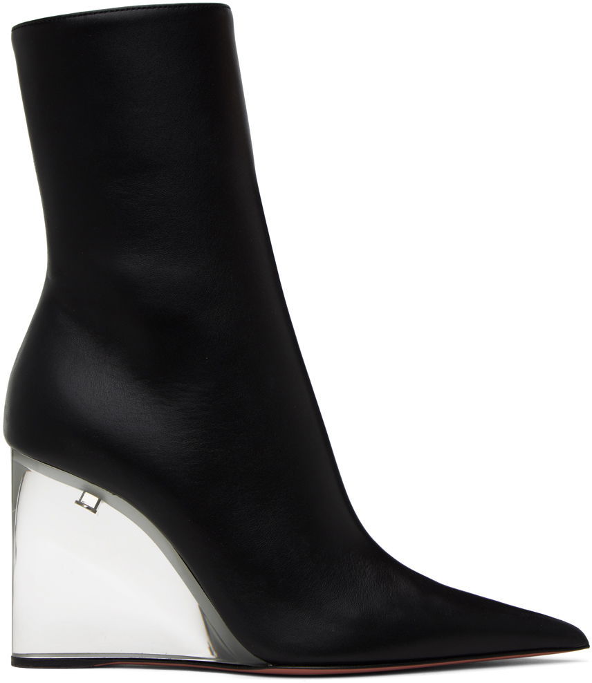 Тренчкот Amina Muaddi Amina Muaddi Pernille Wedge Ankle Boots Черно | PERNILLE HALF GLASS WEDGE NAPPA, 0