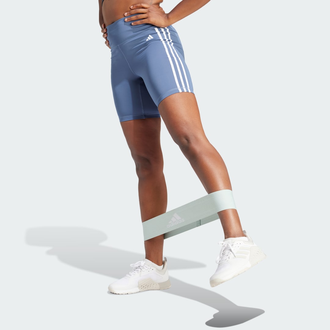 Клинове adidas Performance Training Essentials 3-Stripes High-Waisted Short Синьо | IS4208, 0