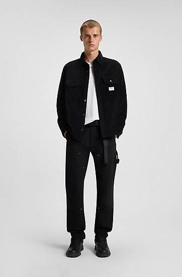 Риза BOSS Oversized-fit Cotton Corduroy Shirt Черно | 50549793, 1