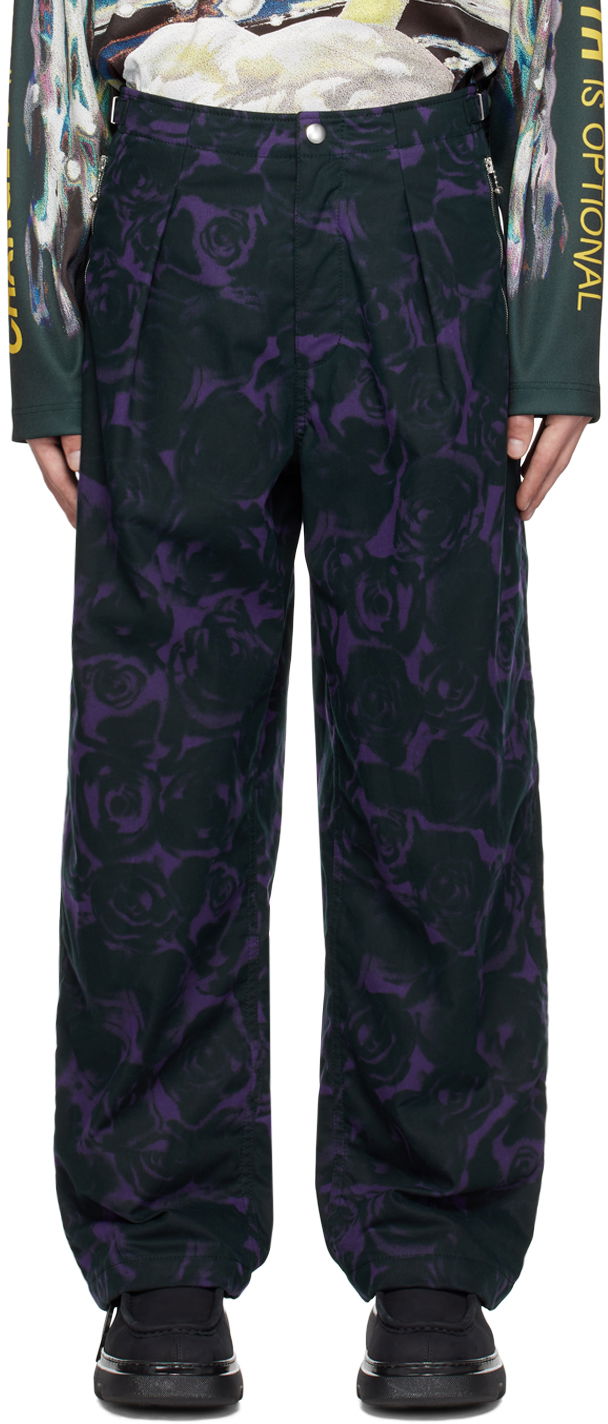 Панталони Burberry Rose Print Trousers Тъмно синьо | 8078915, 0