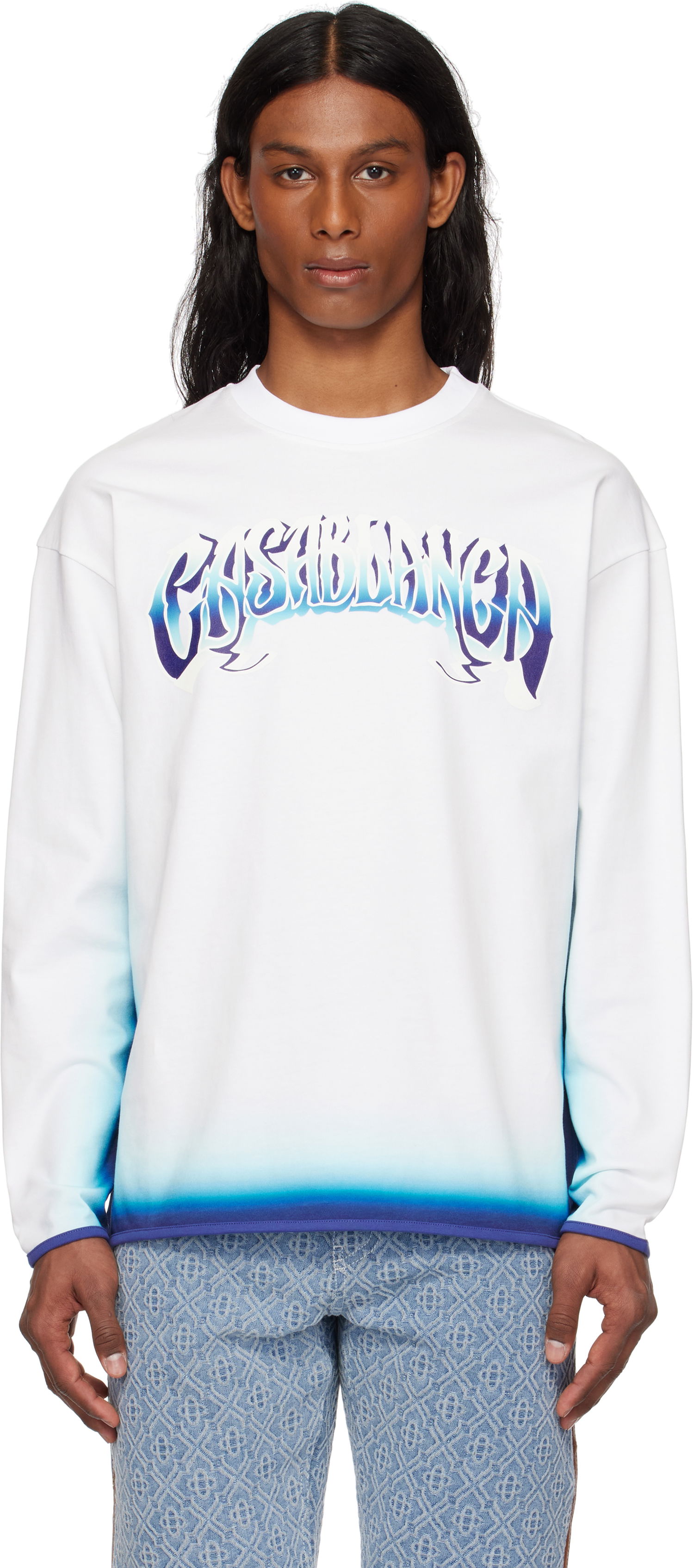 Пуловер Casablanca Casablanca Fade Long Sleeve T-Shirt Бяло | MS25-JTP-350-02, 0