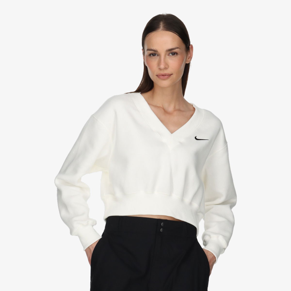 Пуловер Nike W NSW PHNX FLC CROP VNECK Бяло | FN3651-133, 0