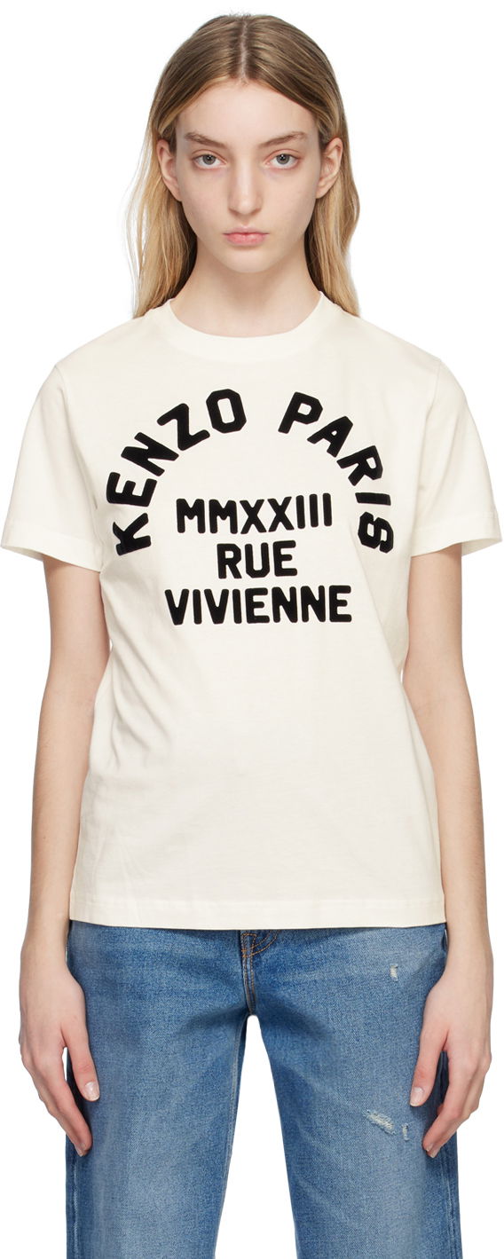 Тениска KENZO Paris Flocked T-Shirt Бяло | FD52TS0424SO, 0