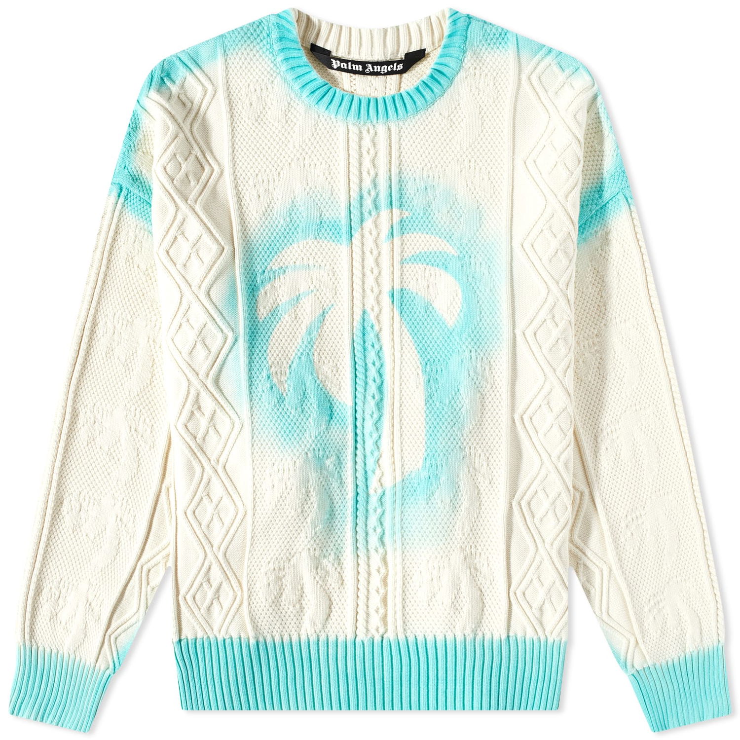 Пуловер Palm Angels Sprayed Palm Cable Knit Sweat Многоцветен | PMHE007S23KNI0040340, 0