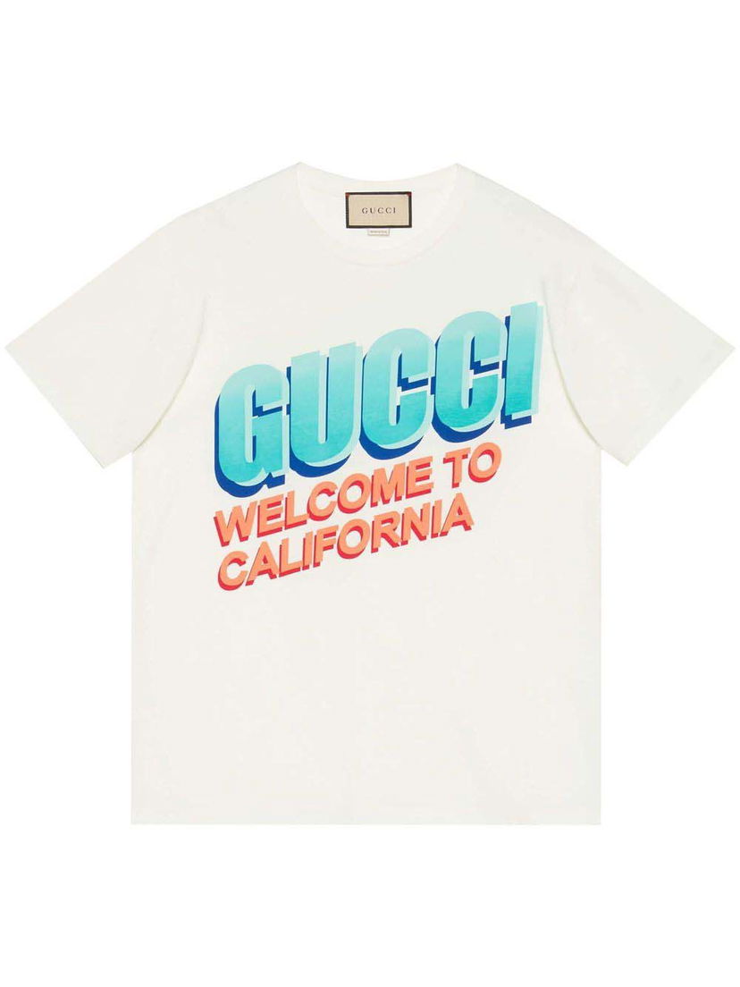 Тениска Gucci Welcome To California T-shirt White Бяло | 615044 XJEEB 9095