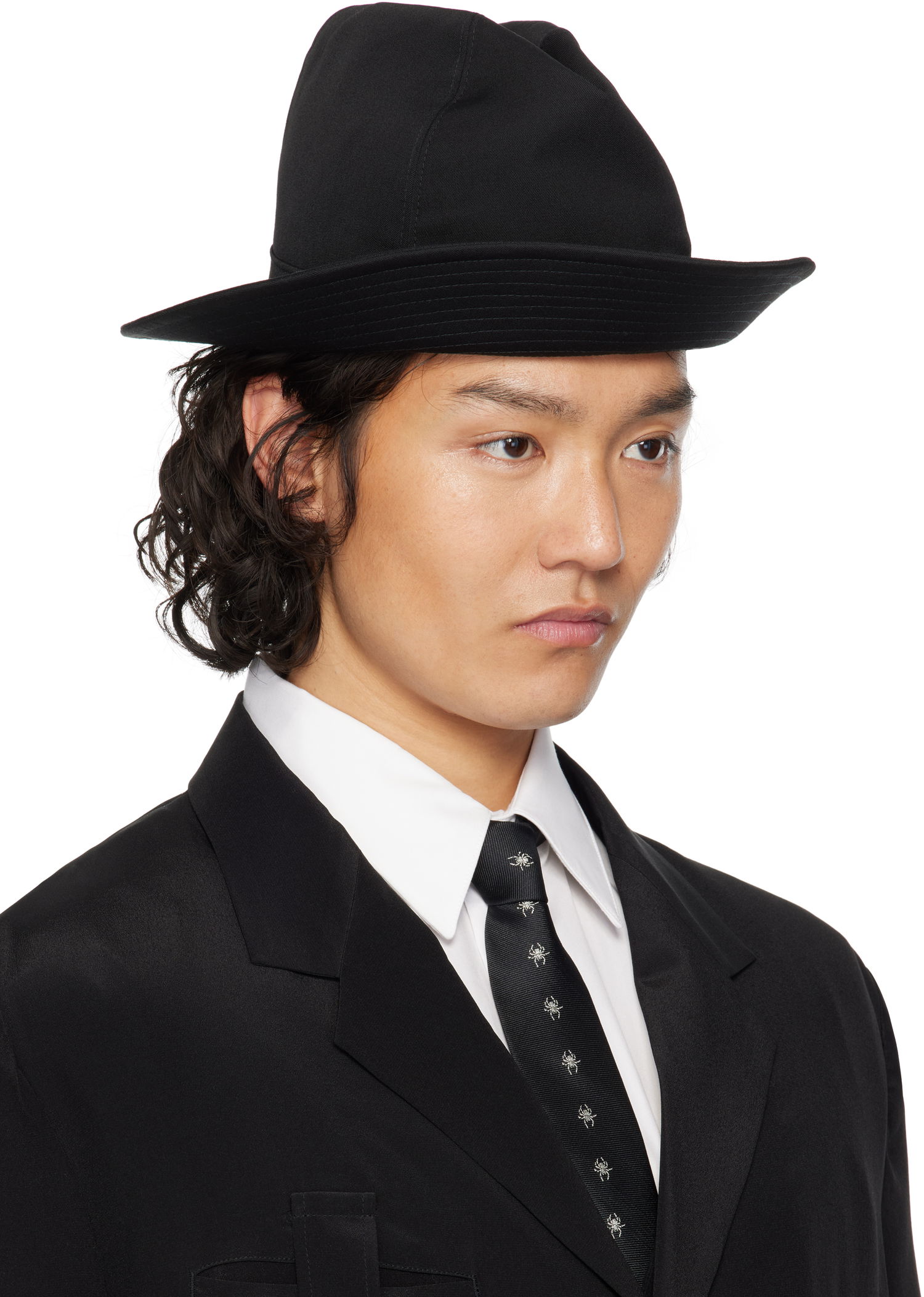 Шапка Yohji Yamamoto Yohji Yamamoto Wool Gabardine Fedora Черно | HP-H09-100, 1